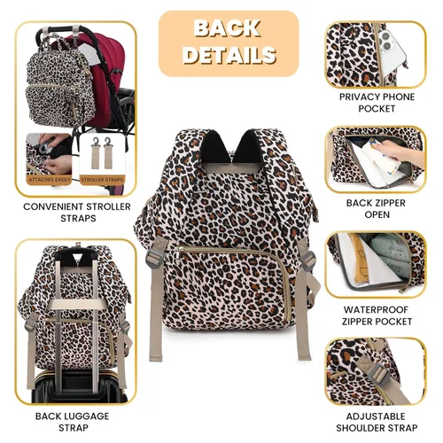 Miniatura 4 de ROSEGIN Mochila para pañales con cambiador, funda para chupete, bolsa de bebé para niños y niñas pequeños, grande, elegante, impermeable, bolsa