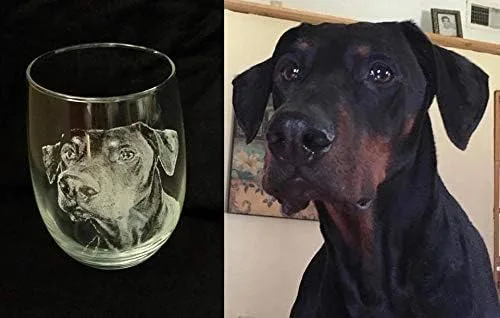 Vidrio grabado personalizado para mascotas, copa de vino grabada, imagen de mascota personalizada, vidrio grabado conmemorativo de mascotas, imagen