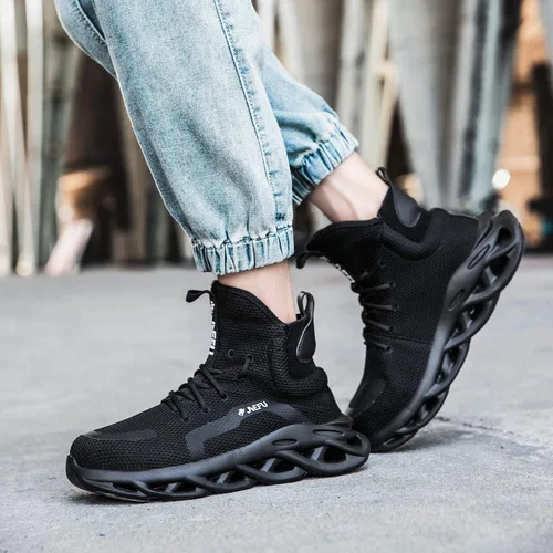 Miniatura 8 de XUNRUO Botas de seguridad de trabajo para hombres y mujeres, con puntera de acero, ligeras, transpirables, botas de construcción