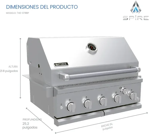 Miniatura 2 de Spire Cabezal de isla de gas integrado de 5 quemadores premium, parrilla de propano de acero inoxidable de 30 pulgadas con quemador trasero, 63,000