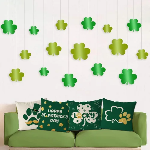 Miniatura 4 de GAGEC Juego de 4 fundas de almohada del Día de San Patricio de 18 x 18 pulgadas, divertidas fundas de almohada con diseño de patas de perro, diseño