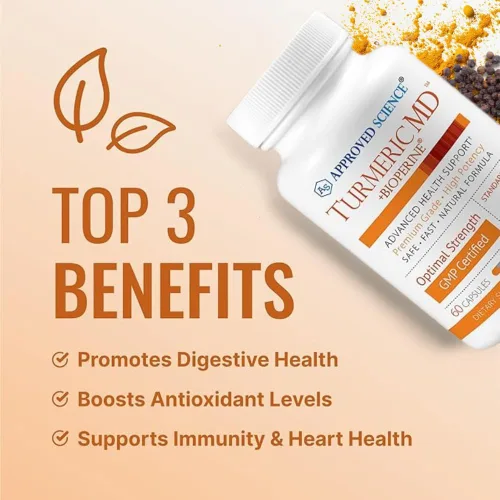 Miniatura 2 de Approved Science Turmeric MD - con BioPerine y curcuminoides de cúrcuma estandarizados al 95% - 180 cápsulas (suministro de 3 meses)