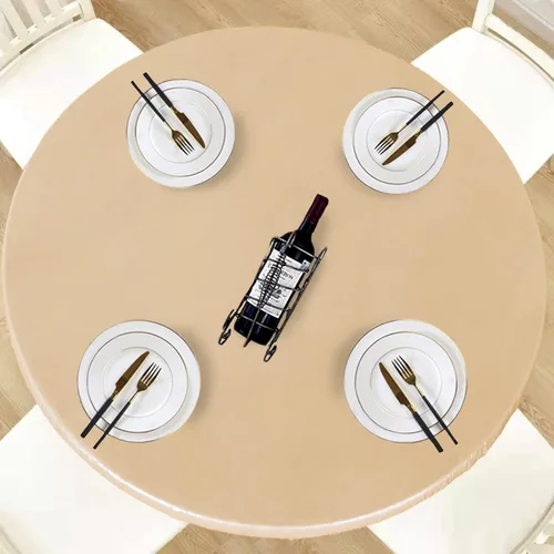 Miniatura 27 de LUSHVIDA - Mantel para mesa redonda impermeable y con borde elástico, de vinilo, ajustable a la mesa, mantel de plástico con borde elástico