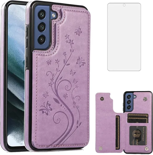 Miniatura 9 de Funda de teléfono para Samsung Galaxy S21 FE Gaxaly S 21 FE 5G con protector de pantalla de vidrio templado, tarjetero con soporte para tarjetero