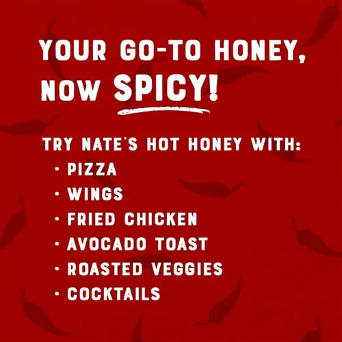 Miniatura 6 de Nate's Hot Honey - Miel 100% pura infundida con hojuelas de chile habanero, sabor galardonado, relleno de calcetines navideños, botella exprimible