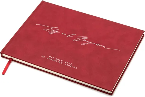 Miniatura 8 de MUUJEE Libro de visitas personalizado con brillo bronce - Libro de invitados moderno personalizado de alta calidad para recepción de boda, fiesta