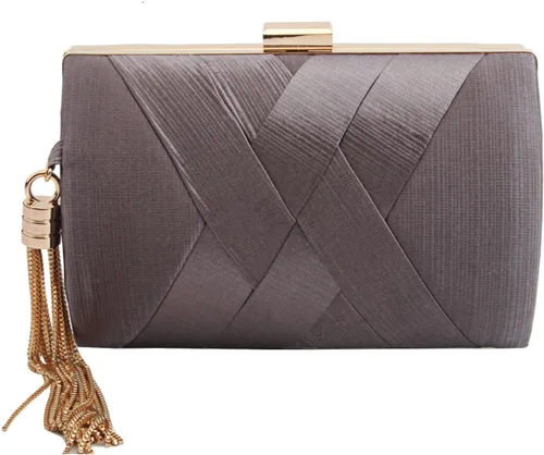 Miniatura 8 de LETODE Elegante bolso de mano con colgante de borla para mujer, bolso de mano de seda para novia, boda, baile de graduación, fiesta nocturna