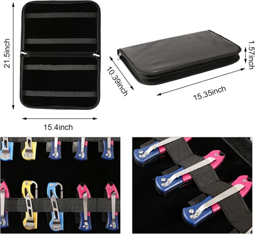 Miniatura 2 de Estuche para cuchillos QEES, estuche expositor para cuchillos de bolsillo con 32 ranuras, organizador de cuchillos con soporte plegable, caja