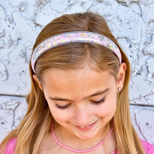 Miniatura 8 de FROG SAC 4 diademas para niñas – Diadema con purpurina para niños, bandas finas para la cabeza de niña pequeña, accesorios para el cabello de niños