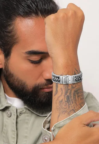 Miniatura 3 de kuzzoi Pulsera redonda bizantina de plata de ley 925 para hombre, longitud 7,48 pulgadas - 9,05 pulgadas, ancho 0,78 pulgadas, 3.39 onzas