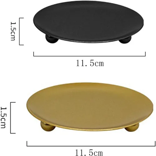 Miniatura 2 de 2 portavelas para velas de pilar, portavelas de metal, platos de vela para Halloween, Navidad, bodas, comedor y decoración del hogar (negro)