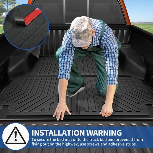 Miniatura 6 de OEDRO Tapete para cama de camioneta compatible con Toyota Tundra 2022-2025 2026, accesorios de 6.5 pies, línea de vehículo, protección para todo
