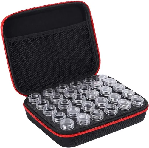 Miniatura 10 de AUNMAS Estuche de almacenamiento de pintura de diamante, contenedor a prueba de golpes de 30 rejillas, organizador de cuentas portátil para joyas