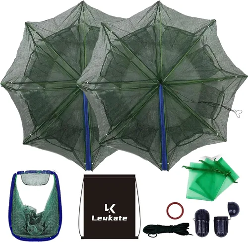 Miniatura 12 de Red de Pesca Plegable para Carnada y Pececillos - Red de Pesca Duradera para Pececillos, Cangrejos, Cangrejos de Río y Camarones - Diseñada