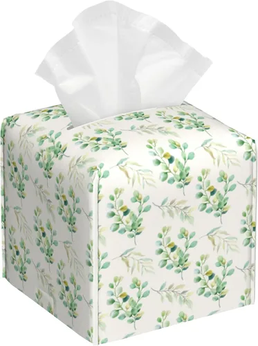 Miniatura 18 de Caja de pañuelos con diseño floral de amapola marrón con acuarela, diseño de flores abstractas de cuero, soporte decorativo para caja de papel