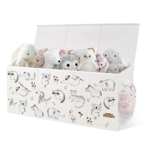 Caja de juguetes plegable extragrande con tapas, organizador de almacenamiento resistente para niños, 38 x 16 x 13 pulgadas, baúl de juguetes para