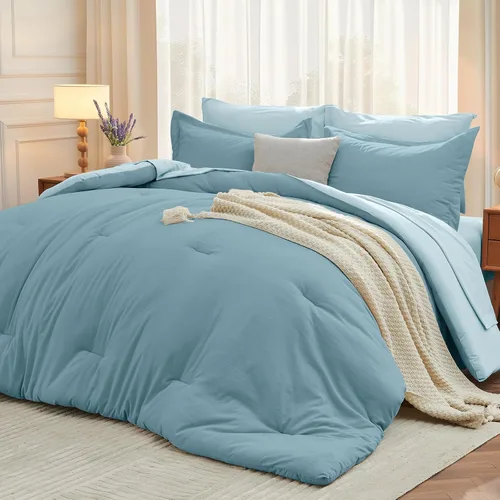 Miniatura 44 de MUXHOMO Juego de edredón de 5 piezas Twin XL, cama suave en una bolsa tamaño Twin XL, juego de ropa de cama para todas las estaciones con edredón