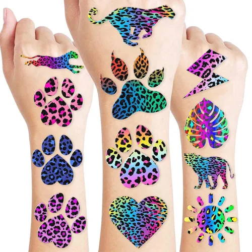 Miniatura 12 de 8 hojas (96 piezas) tatuajes temporales de selva temática de selva, suministros de fiesta de cumpleaños, regalos, decoraciones de tatuajes