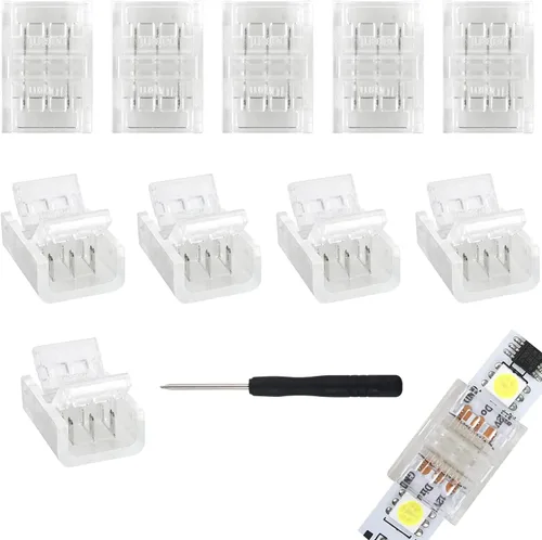 Miniatura 9 de RGBZONE 10 piezas 3 pines 8mm Conectores de tira LED Actualizados Conector rápido de tira a tira sin soldaduras y sin brechas para tira de luz LED
