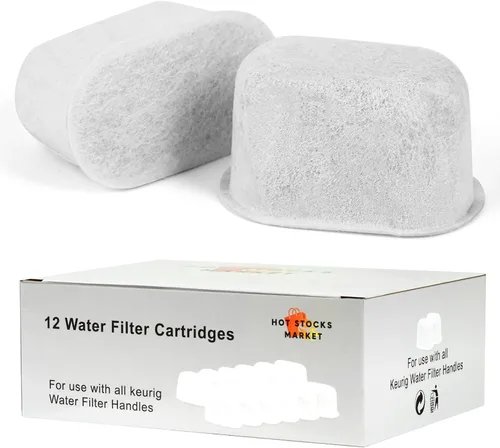 Paquete de 12 cartuchos de filtro de agua compatibles con Keurig, filtros de repuesto de carbón activado para fabricantes Keurig 2.0 y 1.0, mejora