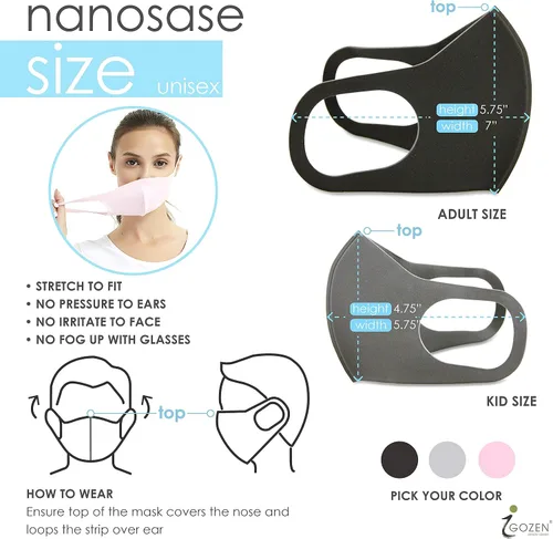 Miniatura 4 de Paquete de 5 máscaras faciales deportivas Nanosase G para adultos, unisex, BNS Poly Spandex Nano 3D (5 negros, G Sports)