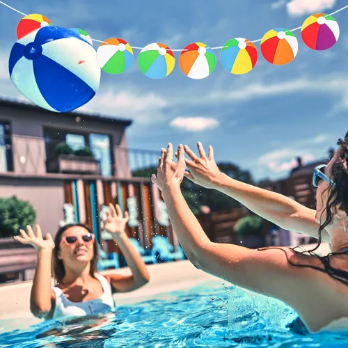 Miniatura 4 de Boao 4 pancartas de bola de playa colgantes, guirnalda de playa, decoraciones de fiesta de verano, pancartas de piscina, banderines para verano