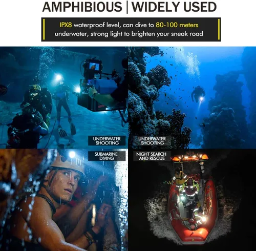 Miniatura 7 de Linterna de buceo de buceo de 2000 lúmenes impermeable submarino XM-L2 LED submarino luces titular con cargador para bajo el agua cueva de mar