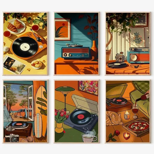 Miniatura 10 de JATOK Paquete de 6 kits de pintura por números para adultos, kits de pintura para principiantes en lienzo de colores con símbolos claros, pintura
