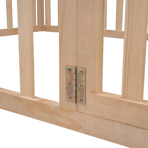 Miniatura 9 de Cama de plataforma de tamaño matrimonial con valla, marco de cama de piso de madera maciza con puerta, marco de sofá cama de tamaño matrimonial