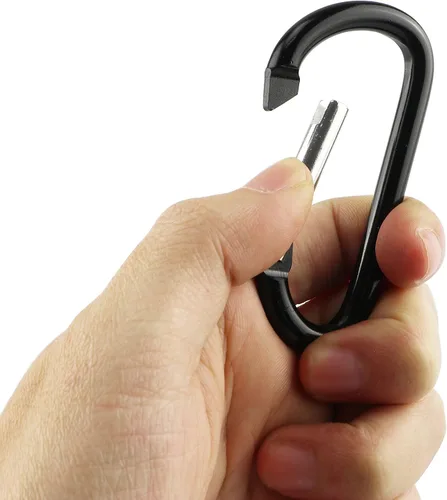 Miniatura 5 de SWATOM Mosquetón de aluminio con clip de gancho a presión llavero de 1.5/1.9/2.2/2.4/2.8 pulgadas, mosquetones negros (10P/20P)
