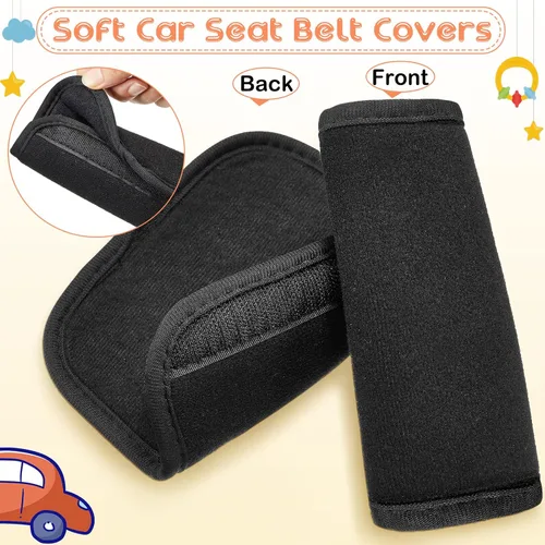 Miniatura 4 de Riakrum 6 fundas para correas de asiento de automóvil para bebés y niños, fundas de correa de asiento de automóvil, almohadillas para los hombros