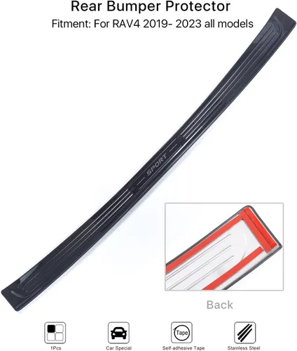 Miniatura 2 de Protector de parachoques trasero para Toyota RAV4 2025 2024 2023 2022 2021 2020 2019, cubierta protectora del umbral de la puerta del maletero, Negro