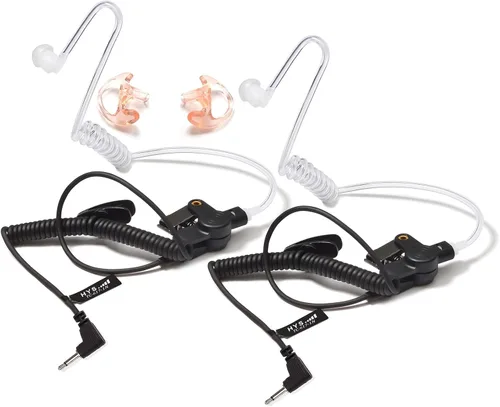 HYS Receptor/escucha de 0.098 in solo auricular de tubo acústico de vigilancia hombro con un par de auriculares medianos (izquierdo y derecho)