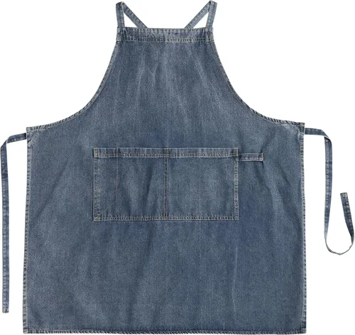 Miniatura 58 de Jeelow Delantal de cocina de algodón o sarga de algodón para hombres y mujeres, ajustable con bolsillos ajustables