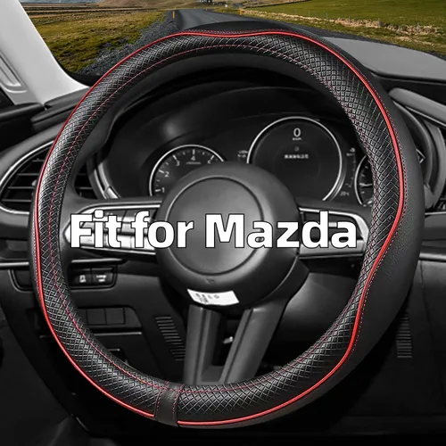 Funda para volante de automóvil para Mazda, compatible con Mazda 3, Mazda 6, Mazda 5, CX-50, accesorios automotrices para Mazda, cuero premium, Rojo