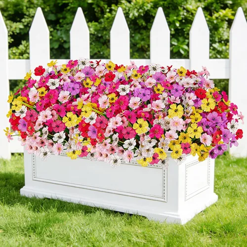 Miniatura 11 de Uieke 24 flores artificiales de otoño para exteriores, resistentes a los rayos UV, plantas de otoño sintéticas, arbustos que no se decoloran, Naranja