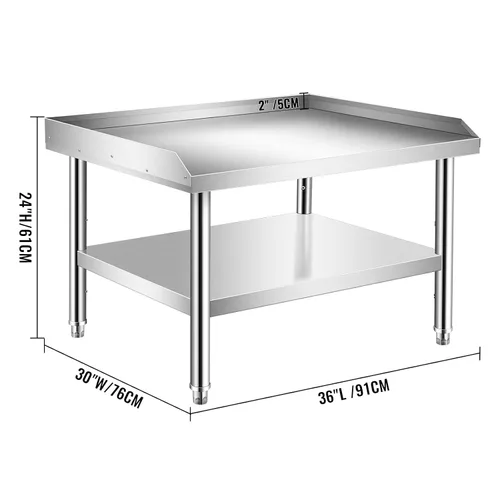 Miniatura 2 de Soporte de parrilla de acero inoxidable resistente con certificación NSF de calibre 18 con estante inferior para cocinas, cuartos de servicio