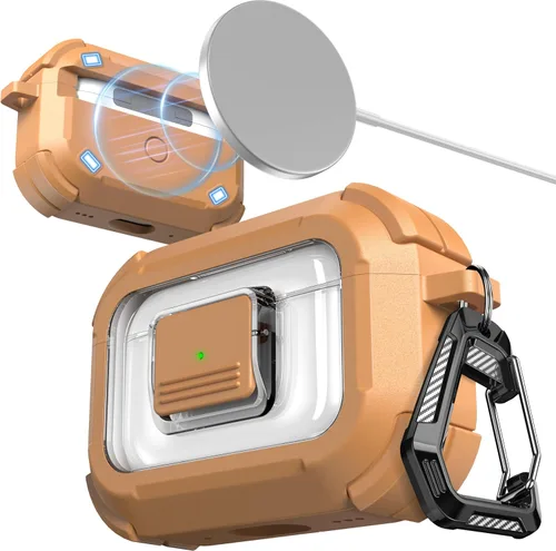 Miniatura 24 de RFUNGUANGO Funda para AirPods Pro 2, compatible con AirPods Pro de 2ª/1ª generación, compatible con MagSafe, bloqueo automático magnético con kit