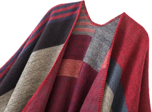Miniatura 129 de Urban CoCo Poncho de colores para mujer, chal con frente abierto, color en bloques