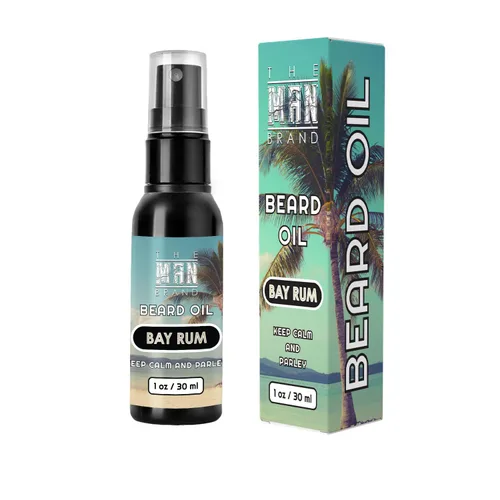 Aceite de barba de ron de bahía para hombres, aceite natural para barba con rico aroma a ron de bahía para acondicionamiento y cuidado de la barba,