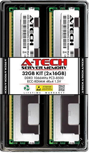 A-Tech Kit de 32 GB (2 x 16 GB) RAM para Supermicro Super B9DRG, B9DRT, X9DAi, X9DR3-LN4F+, X9DRi-F, X9DRi-LN4F+, X9SRD-F, X9SRL-F | DDR3 1066MHz
