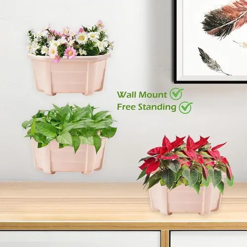 Miniatura 5 de ORIMERC Macetas de madera imitada de 9.8 pulgadas para plantas de interior, macetas colgantes de pared para interiores y exteriores, maceta vertical