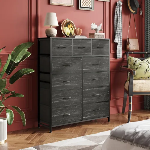 Miniatura 2 de WLIVE Cómoda alta para dormitorio, torre de almacenamiento de aparadores de tela, cómoda y cómoda con 11 cajones, armario de almacenamiento