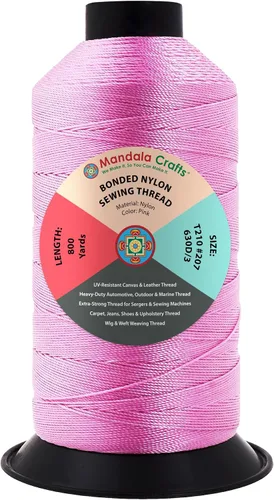 Miniatura 195 de Mandala Crafts - Hilo de nailon para coser cuero, tapicería, mezclilla y para trenzar el pelo; resistente, 1500 yardas, tamaño 69 T70 Marrón