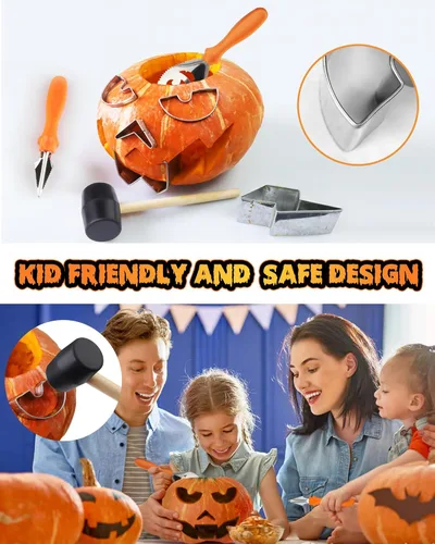 Miniatura 2 de JUSTOTRY Kit de tallado de calabaza – Cortadores de galletas con forma de cara de calabaza de Halloween, juego de herramientas fáciles y seguras 23