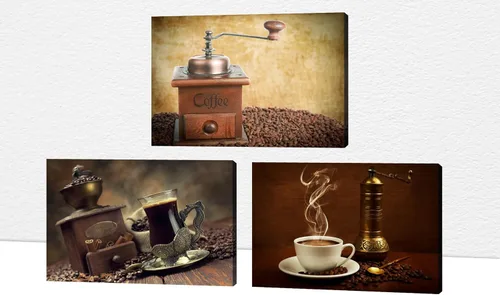 Miniatura 35 de GUTTATY Decoración de pared de fotos de cocina, 3 piezas de lienzo de arte para pared, impresiones en lienzo de amor para comer y beber, arte