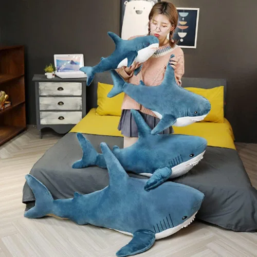 Miniatura 6 de Peluche de tiburón, juguete de almohada de felpa de tiburón suave, juguetes de tiburón grande de felpa para decoración del hogar, regalo para niños