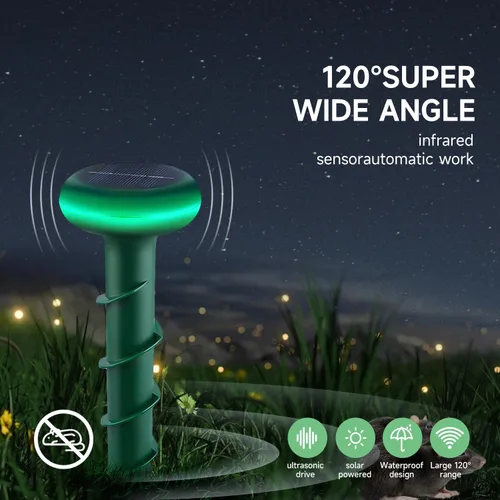 Miniatura 2 de Paquete de 2 repelentes solares de topos, plagas disuasorias de ratón sónico, roedores, sankes, ardillas fuera del jardín, adecuado para patios
