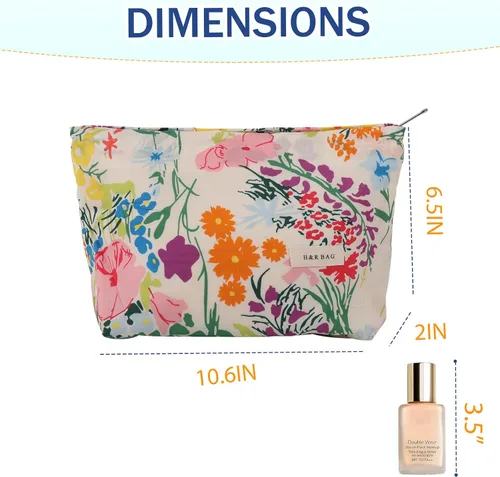 Miniatura 3 de Bolsa de maquillaje de viaje con cremallera, diseño de impresión de moda, bolsa de cosméticos espaciosa también puede bolsas organizadoras