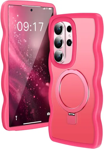 Miniatura 23 de [Soporte magnético y marco ondulado] Funda para Samsung Galaxy S24 Ultra [compatible con MagSafe] [protección militar contra caídas] no amarillenta